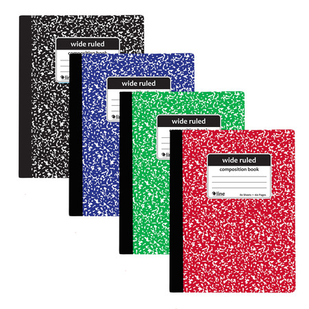 C-LINE PRODUCTS Composition Notebook, Wide Ruled, Marble Cover, Assorted Colors, 12PK 22010-CT
